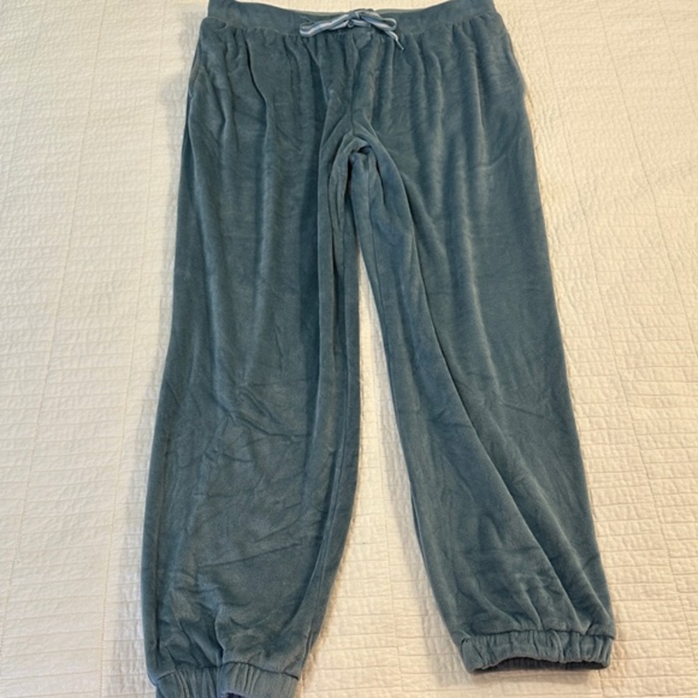 Honeydew Velour Lounge Pants Soft Cozy Blue Joggers Relaxed Fit Loungewear